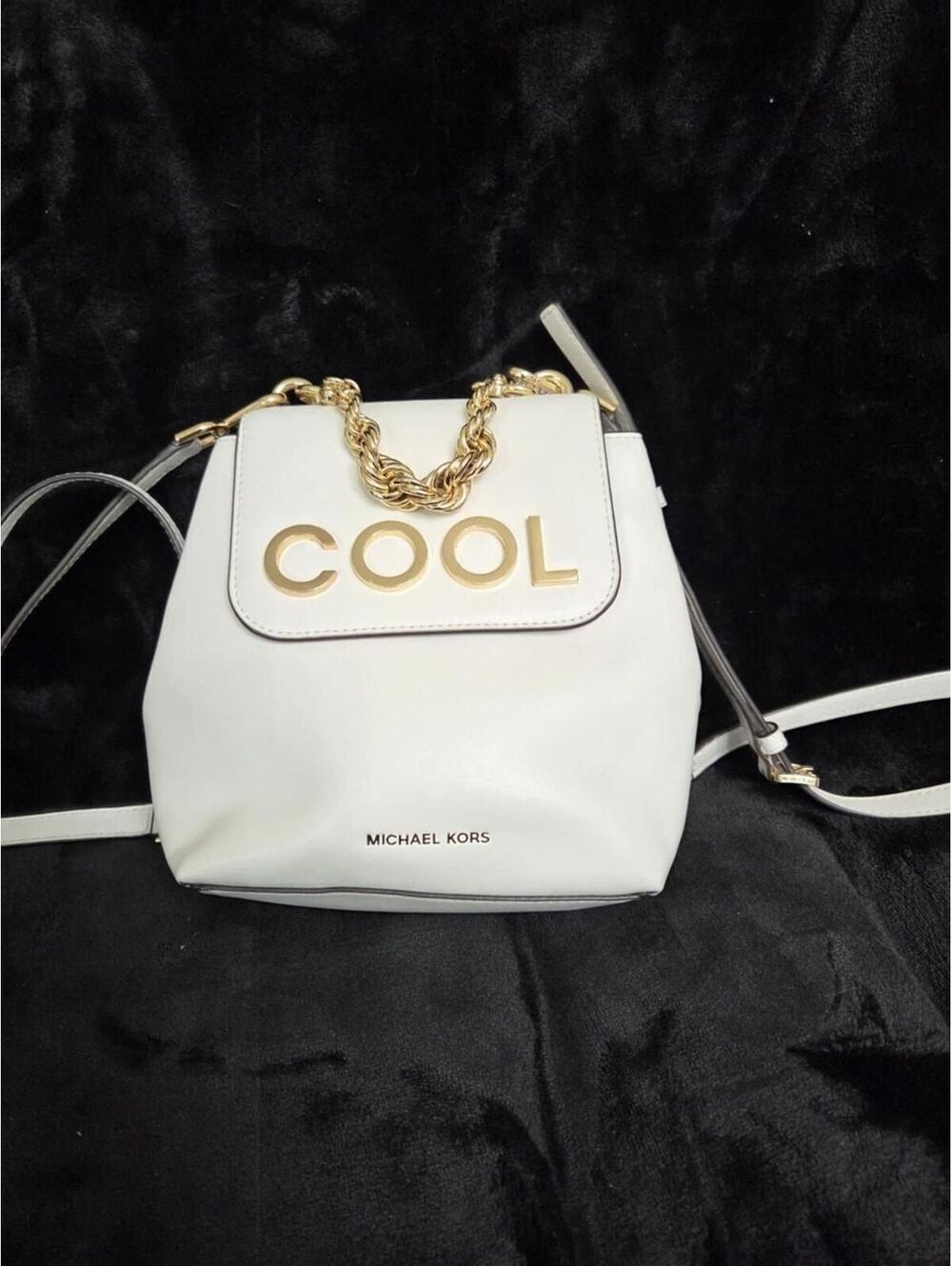 12. Michael Kors Mott Extra Small Embellished Leather Backpack (Optic White) NWT